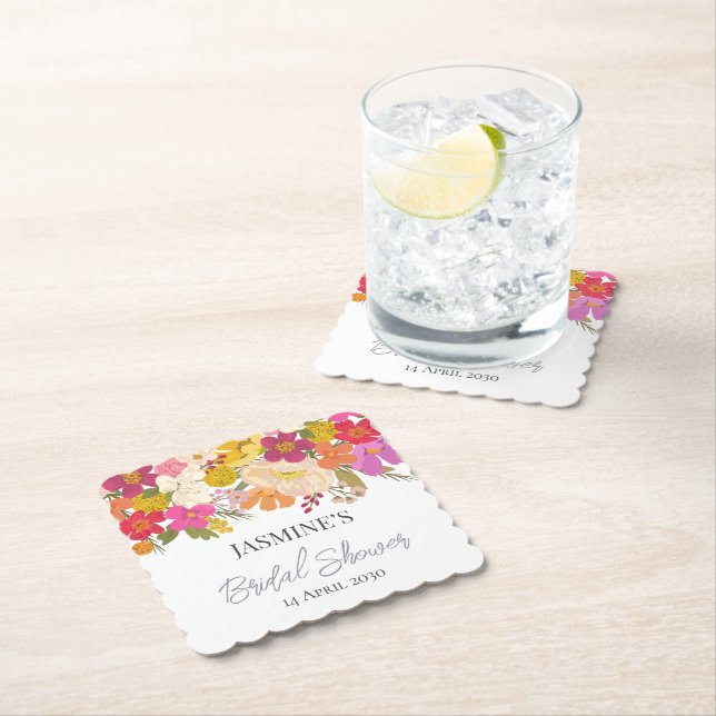  Floral Garden Summer Bridal Shower    Paper Coaster (Insitu)
