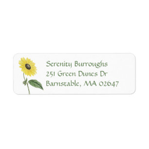 Floral Garden Summer Yellow Sunflower Return Address Label