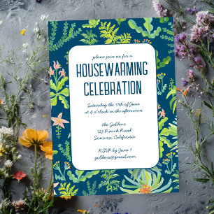 Floral Garden Watercolor Custom HOUSEWARMING PARTY Invitation