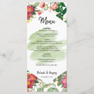 Floral Garden, Watercolor & Geometric Wedding Menu