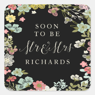 Floral Garden Wedding Mr & Mrs Stickers