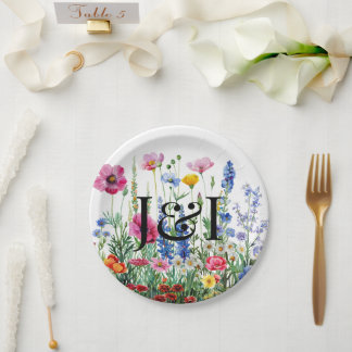 Floral garden wedding paper plate
