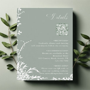 Floral Garden Wedding QR Code Details Sage Green Enclosure Card