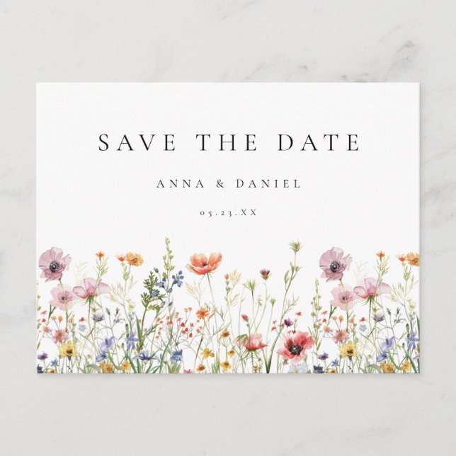 Floral Garden Wedding Save the Date Postcard (Front)