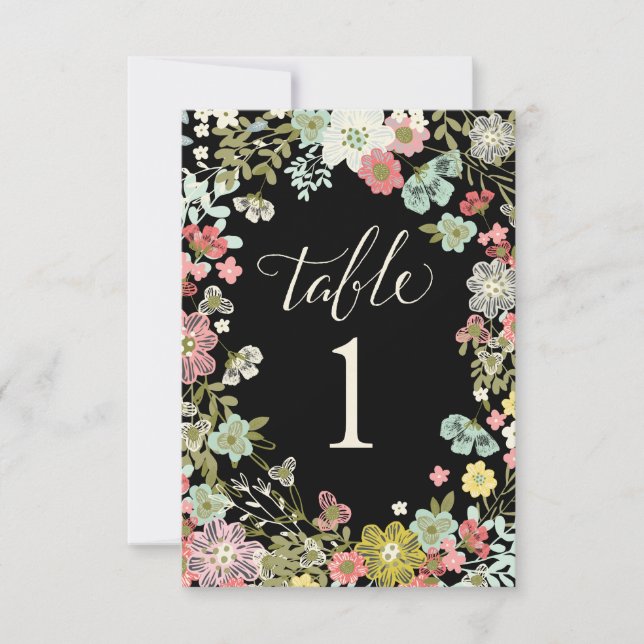 Floral Garden Wedding Table Number Cards (Front)