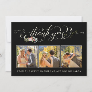 Floral Garden Wedding Thank You Photo Cards