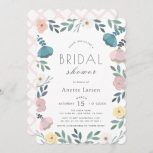 Floral Garden White Bridal Shower Invitation