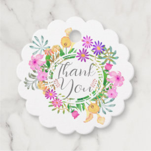 Floral Garden White Favour Tags