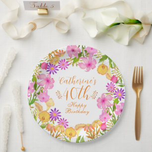 Floral Garden White Paper Plate