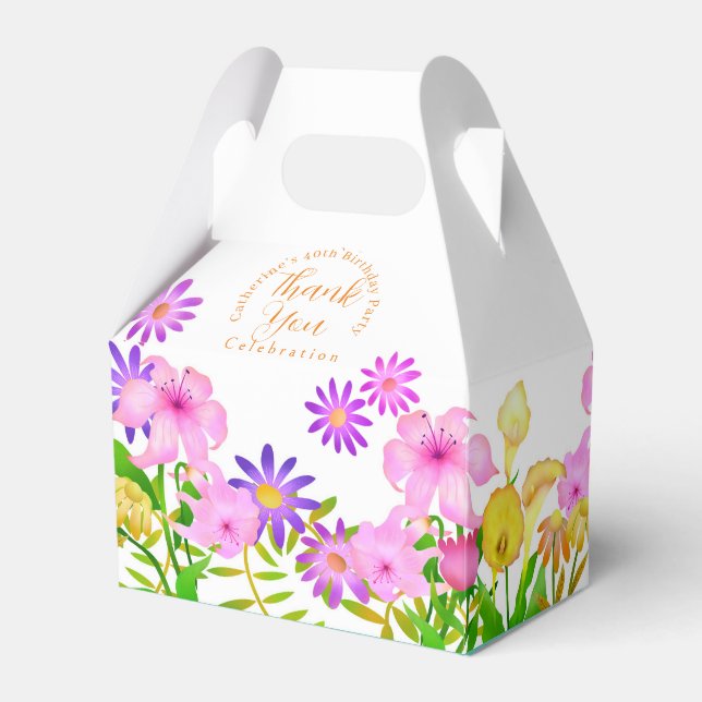 Floral Garden White Tent Favour Box (Front Side)