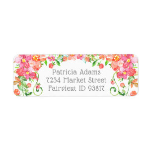 Floral Garden Wreath Flowers Return Address Label