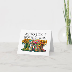 Floral Gardening Wellies Note Card