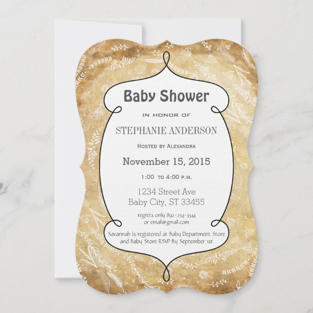 Floral Garland Folk Art Baby Shower Invitation (Front)