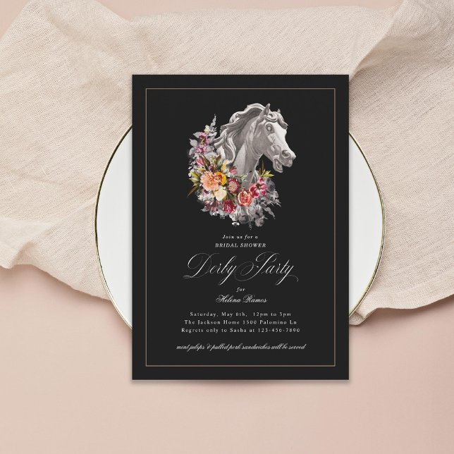 Floral Garland Horse Elegant Derby Party Invitation (Creator Uploaded)