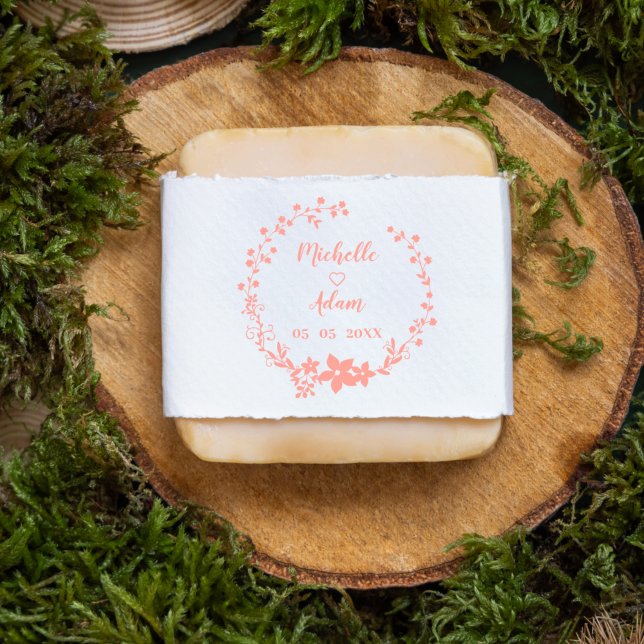 Floral Garland Names and Date for Romantic Wedding Rubber Stamp (Creator Uploaded)