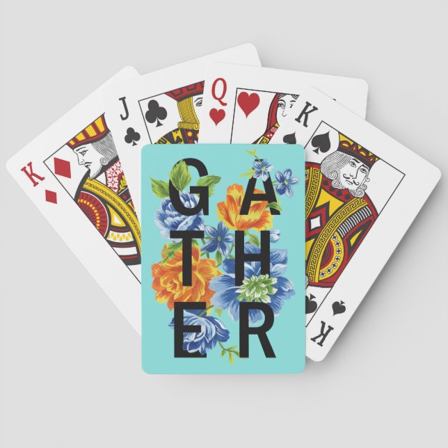 Floral Gather Quote Playing Cards (Back)