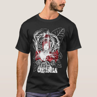 Floral Geisha red and white graphics T-Shirt