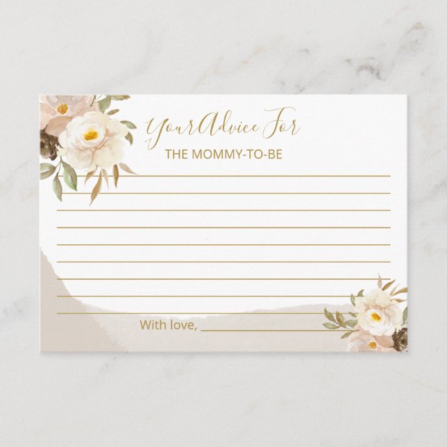 Floral Gender Neutral Baby Shower Advice  Enclosure Card (Front)