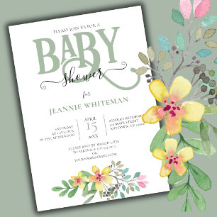 Floral GENDER NEUTRAL BABY SHOWER Invitation