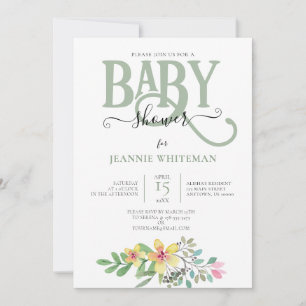 Floral GENDER NEUTRAL BABY SHOWER Invitation