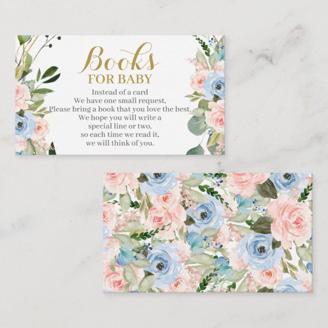 Floral gender reveal bring a book enclosure card (Front/Back)
