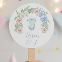 Floral Gender Reveal Fan - Team Boy