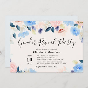 floral gender reveal party invitation