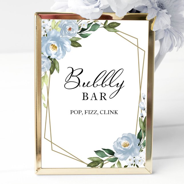 Floral Geometric Bubbly Bar Pop Fizz Clink Sign (Creator Uploaded)