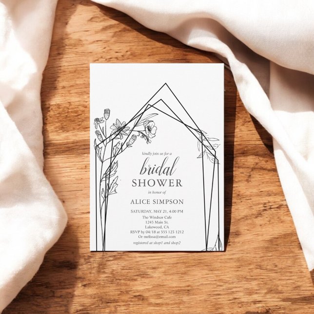Floral Geometric Elegant Bridal Shower Invitation (Creator Uploaded)