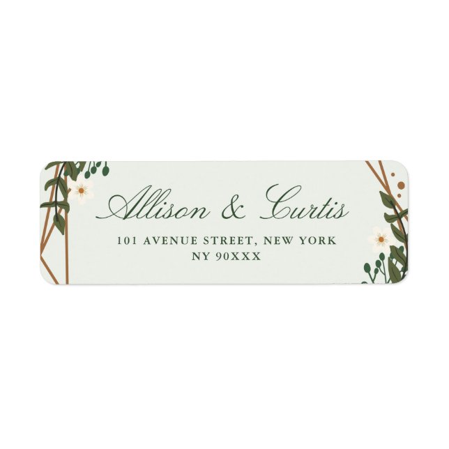 floral geometric green address return address label (Front)