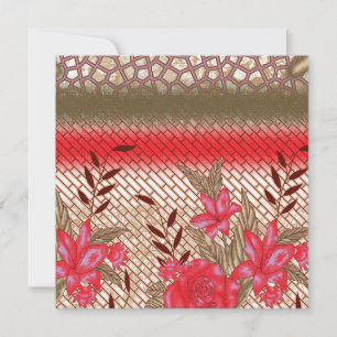 Floral Geometric Invitation Red Elegant Modern