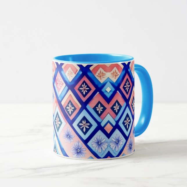 : Floral Geometric Mug (Front Right)