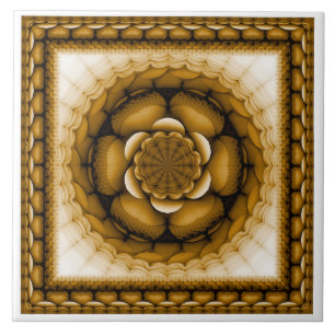 Floral geometric ornament ceramic tile