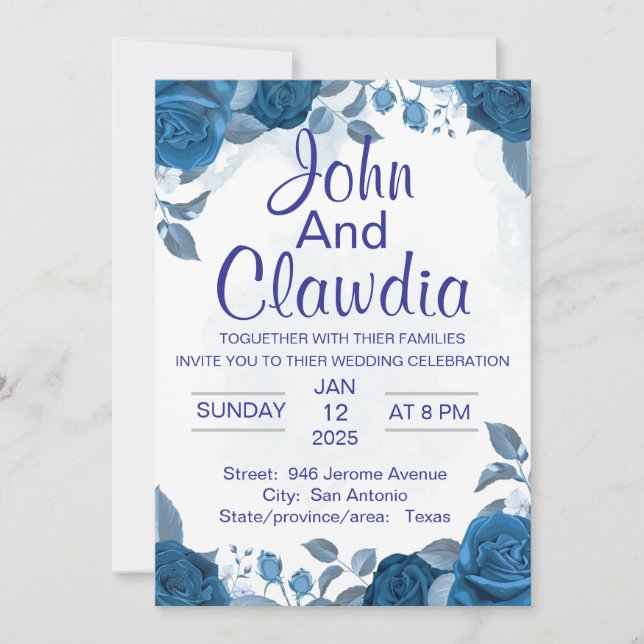  floral geometric personalised wedding invitation (Front)