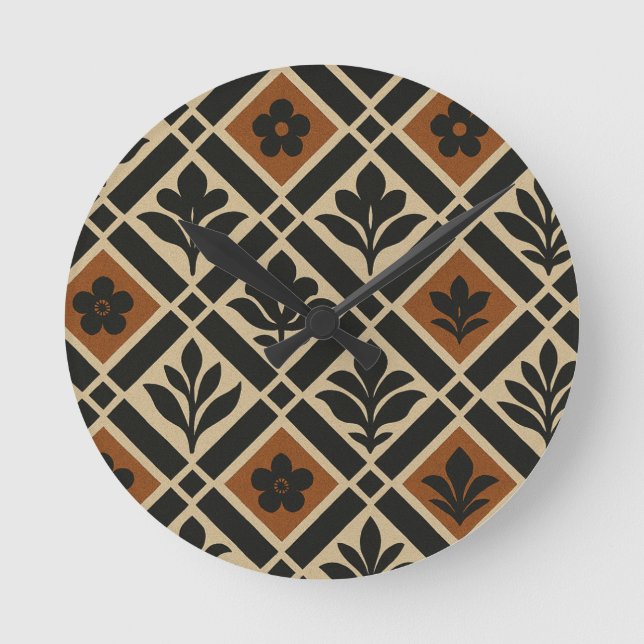 Floral Geometric Round Clock (Front)