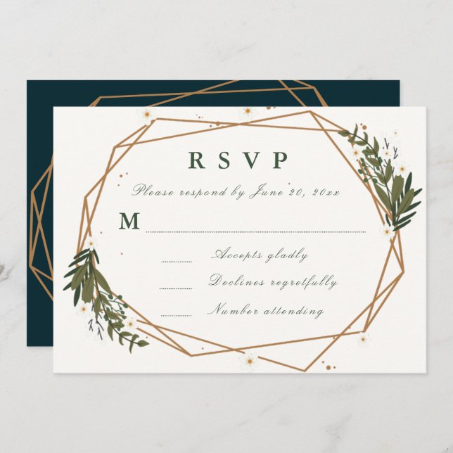 floral geometric RSVP card (Front/Back)