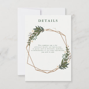 floral geometric wedding details card