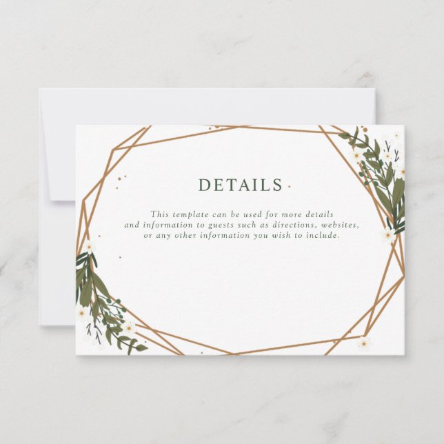 floral geometric wedding details card (Front)