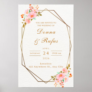 Floral Geometric Wedding Invitation Poster