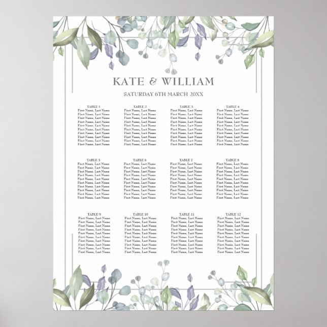 Floral Geometric Wedding Seating Chart (Front)