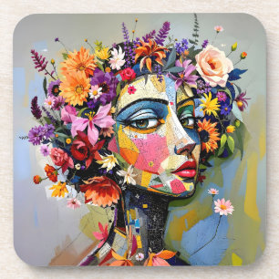 "Floral Geometry" – A Botanical Portrait Coaster