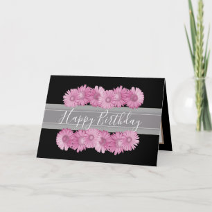 Floral Gerbera Daisies Flower Pink Girl Birthday Card