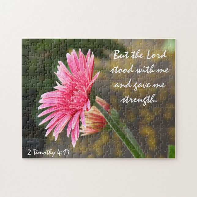 Floral (gerbera daisy) w Verse From 2 Timothy 4:17 Jigsaw Puzzle (Horizontal)