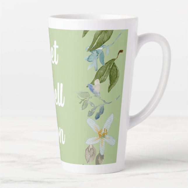 Floral Get Well Soon Greetings Announcement Postca Latte Mug (Right)