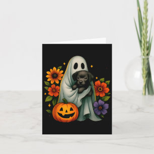 Floral Ghost Black Dog Coquette Funny Halloween Card