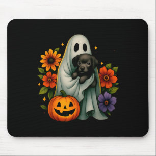 Floral Ghost Black Dog Coquette Funny Halloween Mouse Pad