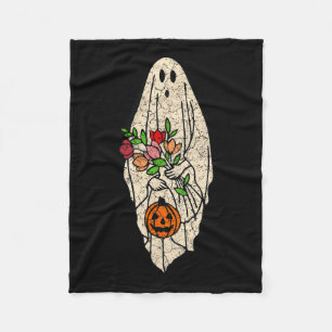 Floral Ghost Cute Halloween Costume Funny Graphic Fleece Blanket