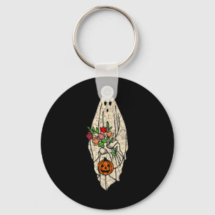 Floral Ghost Cute Halloween Costume Funny Graphic Key Ring