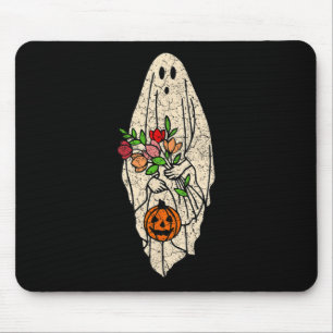 Floral Ghost Cute Halloween Costume Funny Graphic Mouse Pad