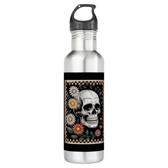 Floral Ghost Fall Boho Halloween 2 710 Ml Water Bottle (Front)